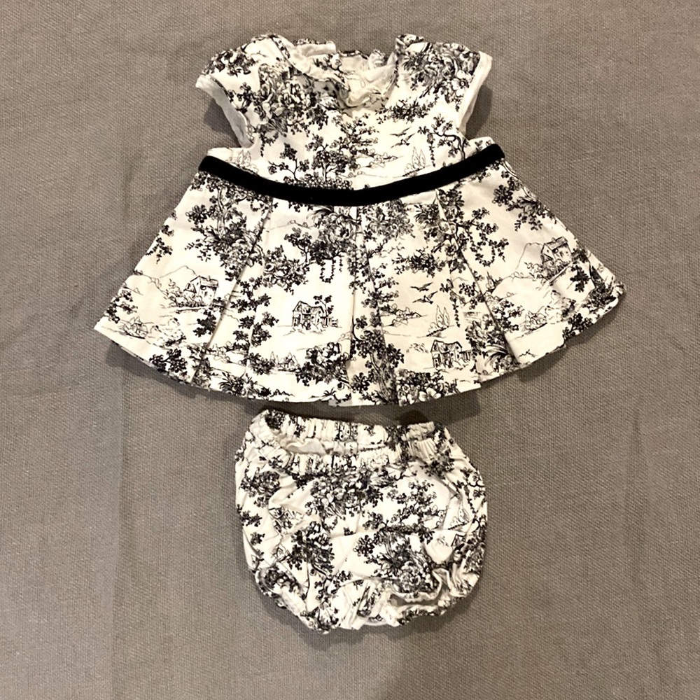 Janie and Jack toile print baby dress and bloomers